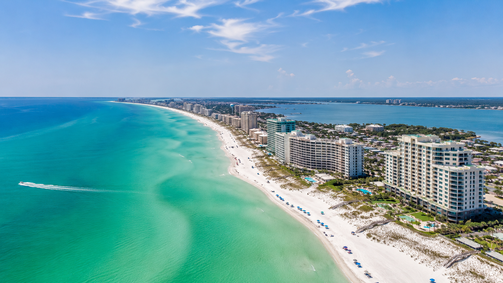 Destin coastline and beachfront resorts